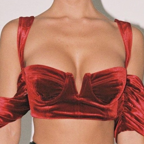 Tops - Velvet wine bustier